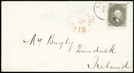 1861-62 24c Grey tied MADISON FEB 25 on 1866 envelope
