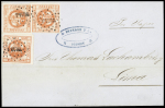 1860 Coat-of-Arms issue, two covers respectively from