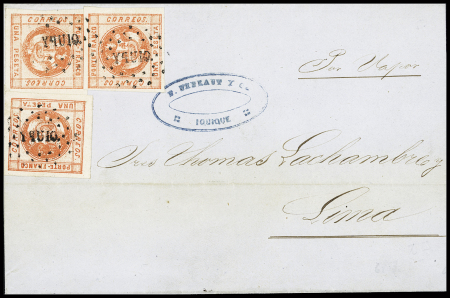 1860 Coat-of-Arms issue, two covers respectively from