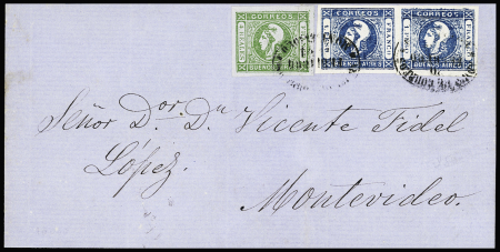 1859 Buenos Aires "Cabecitas" 4r Green on bluish and