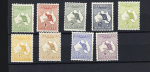 1913 Kangaroos, first issue, set of 12 values up the