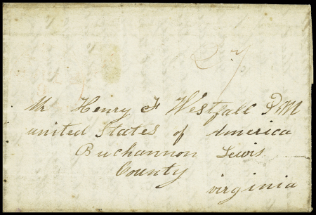 1834 Folded entire letter dated internally "Monrovia,