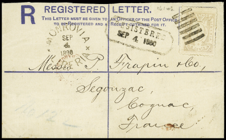 1890 10c Blue registered postal stationery bearing