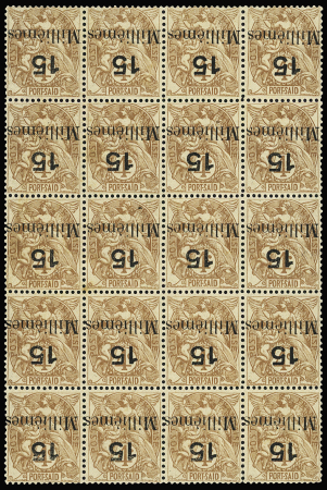 N°43a 15m sur 4c brun, variété surcharge renversée