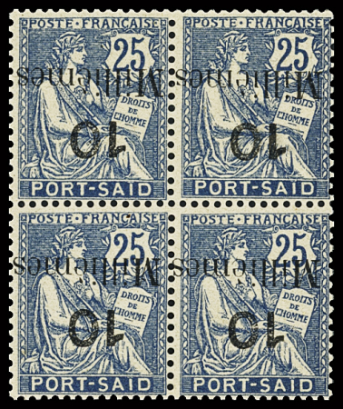 N°41a 10m sur 25c bleu, variété surcharge renversée