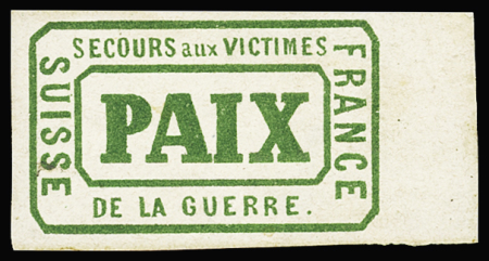 LAUSANNE : 1870 Portofreiheitsmarke PAIX in grün