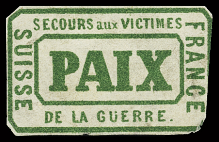 LAUSANNE : 1870 Portofreiheitsmarke PAIX in grün