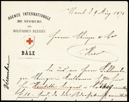 BASEL : 1870 Brief mit Briefkopf AGENCE INTERNATIONALE