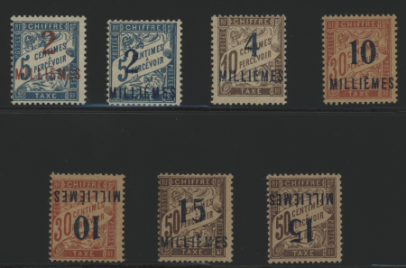 TAXE n°5, 5A, 6, 7, 7A, 8, 8A (variété surcharge renversée),