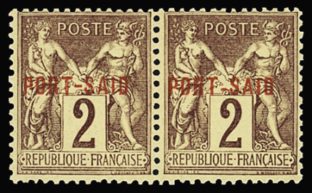 N°2A 2c lilas-brun sur paille en paire avec variété