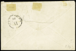 N°22b paire tête bêche verticale OBL étoile 20 + CAD "Paris R. St DOMque St Gn, 56" (1864) sur lettre pour l'Italie. TB