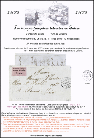 THUN : Umschlag mit Inhalt nach Roanne, Frankreich;