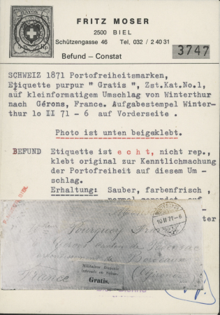 WINTERTHUR : Umschlag nach Gérons, Frankreich; mit