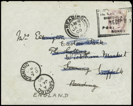 BURUTU 1899: Cover to Reading franked by QV 1881 1/2d