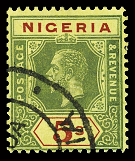 1917 10s Green and red on blue-green with PALE OLIVE