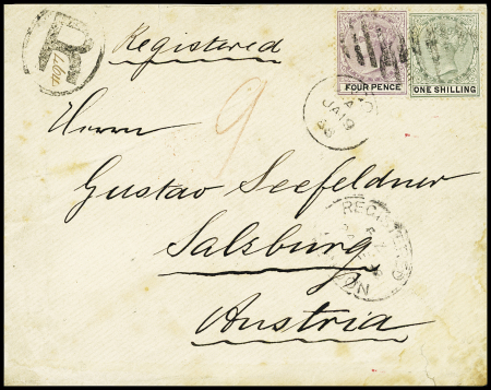 1887-1902 1s Yellow-green and black and 4d dull mauve