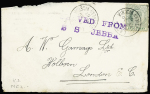 1907 Envelope and front bearing two types of the 2-line