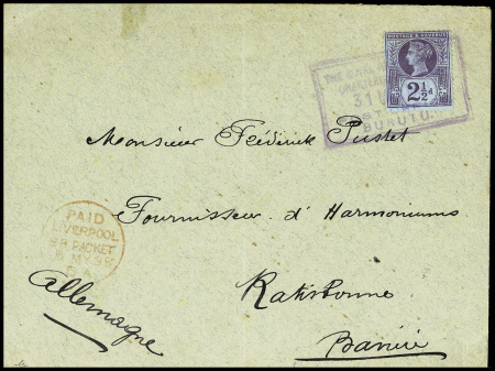 BURUTU 1898 : Cover to Bavariafranked by QV 2 1/2d