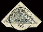 1884-91 2d Grey BISECT tied by CHAMAH MR25 89 cds on