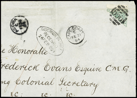 1876-84 2d Green BISECT tied by 556 numerals on large