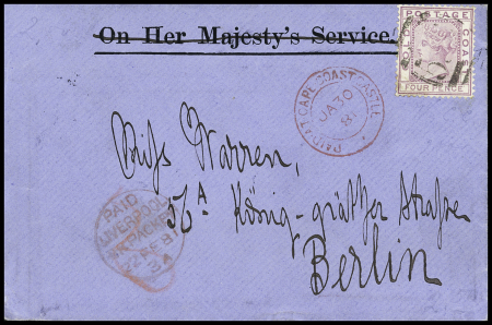 1881 Envelope from Cape Coast to Berlin franked by
