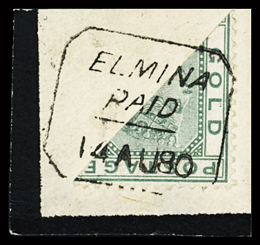 1876-84 2d Green BISECT tied by EL MINA / PAID 14AU80
