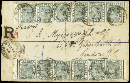 1884-1891 1/2d Green, Twenty example tied by VICTORIABURG