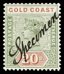 1889-94 20s Green and red with manuscript SPECIMEN