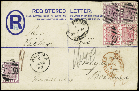 1884-91 4d Deep mauve (3) and 1d rose-carmine (2) tied
