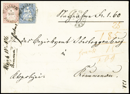 15Rp. rosa und 10Rp. blau, meist gut gerandet, entwertet