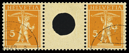 Tellknabe 5C+5C rotorange, grosse Lochung, entwertet