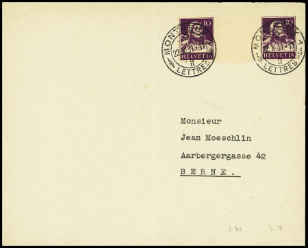 Tellbrustbild 10C+10C dunkelviolett, mit perforierten
