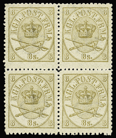 1864-67 Coat-of-Arms, 8sk Yellow-brown, mint block
