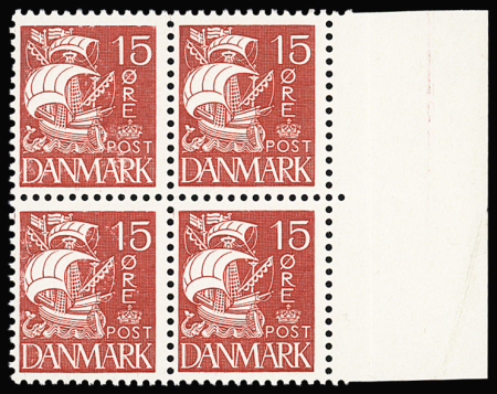 1937 15ö Red proof in block of four showing NO SHADE