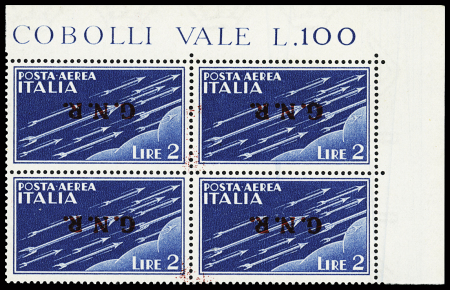 1944 Social Republic airs, 2L blue, Verona print, INVERTED
