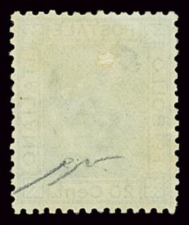 N°23 20c bleu, neuf avec légère trace de charnière,