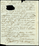 Lettre de Lorient pour Philadelphie transportée par le paquebot "Courrier de l'Europe" avec MP "Paq Lorient" (1786 - L n°13), ind 29. Très rare