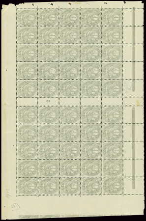 N°107, panneau de 50 timbres 1c gris-perle au type