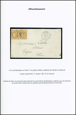 N°43A (déf.) +59 (déf.) obl. étoile sur lettre de Paris