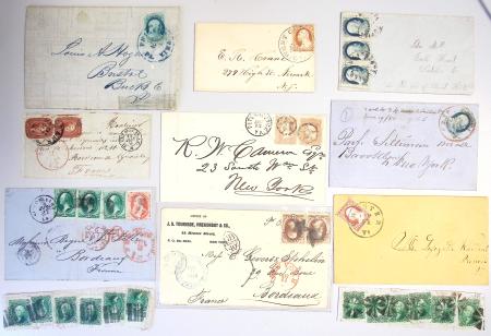 1851-73 Lot of nine covers plus two fragments showing