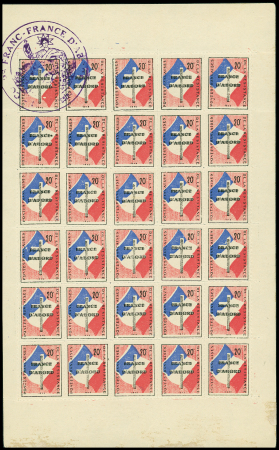 Faux de l'Intelligence Service : n°411a + 412b + 435a + 508a + 511b + 514a + 517j + 518a + feuille de 30 timbres 20F France d'Abord, neuf **, TB