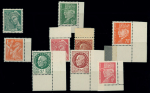 Faux de l'Intelligence Service : n°411a + 412b + 435a + 508a + 511b + 514a + 517j + 518a + feuille de 30 timbres 20F France d'Abord, neuf **, TB