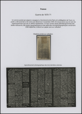 Pigeongramme : dépêche privée sur collodion. TB