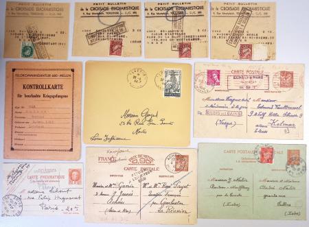 18 plis plupart AFF type Pétain avec diverses marques et oblitérations. TB