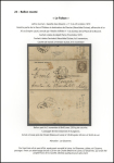 2 ballons montés transportés par le Fulton : n°36 en paire OBL étoile 17 + CAD "Paris R. du Pont Neuf" (31 oct 70) sur lettre pour Rouen et n°30 OBL étoile 1 + CAD "Paris PL. de la Bourse" (29 oct 70) sur gazette des Abs