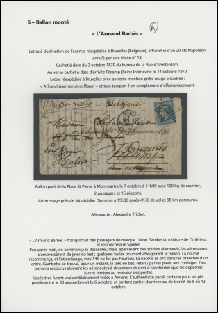 Ensemble de 27 ballons montés : Armand Barbès (4) - Georges Sand - Louis Blanc - Victor Hugo - Garibaldi - Ferdinand Flocon - Ville de Chateaudun - Général Uhrich (3) - Ville d'Orléans (2) - Général Renault (3) - Ville d