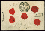 N°29 + 32 OBL GC 456 + T17 Besançon (16 mai 71) sur lettre chargée adressée à un prisonnier français au camp de Stehfeld en Allemagne. TB