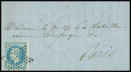 N°29 OBL étoile muette sur lettre de Voreppe (Isère) pour Paris avec au verso CAD "3 Paris 3 (60)" (18 juil 71) - n°29 OBL étoile muette + CAD "Paris (60)" (22 janv 71) sur lettre avec texte adressée à un militaire à Vit