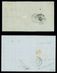2 lettres : n°14, 2 pièces, OBL roulette de pointillés + CAD diabolo "X Paris X" (1862) et n°38 avec variété 4 retouchés OBL étoile 1. TB