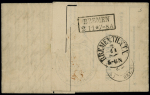 2 lettres : n°16 OBL roulette de pointillés sur télégramme pour Brème avec griffes "affranchissement insuffisant" et "Ungenugend Frankirt" et n°16 OBL roulette de pointillés + CAD "3e Paris 3" (1856) sur lettre pour Lond